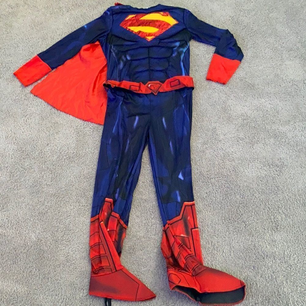 Kids Justice League Superman Costume Halloween Size L NWOT
